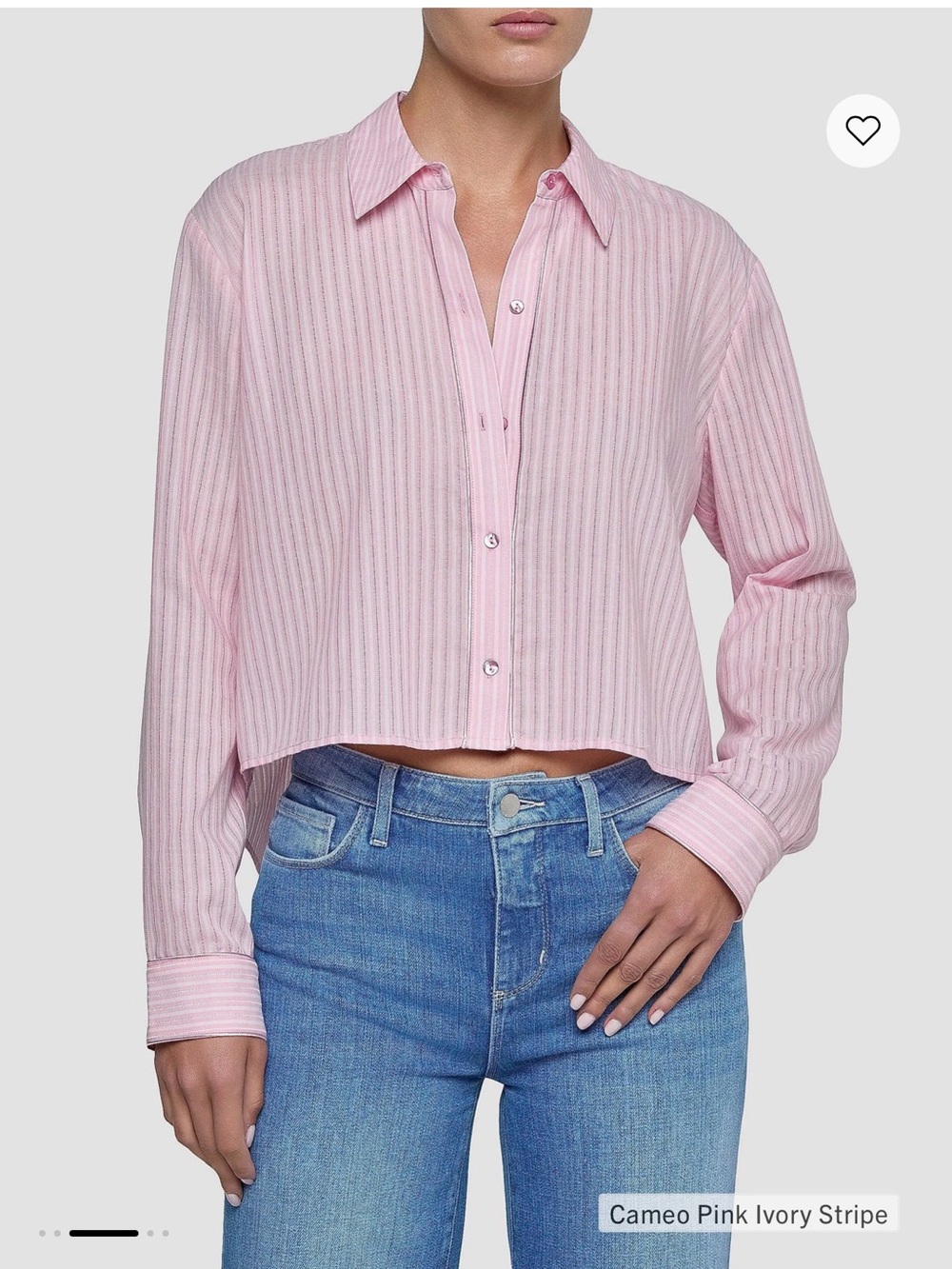 L'AGENCE Cosette Striped Cotton Crop Shirt Size XXL
